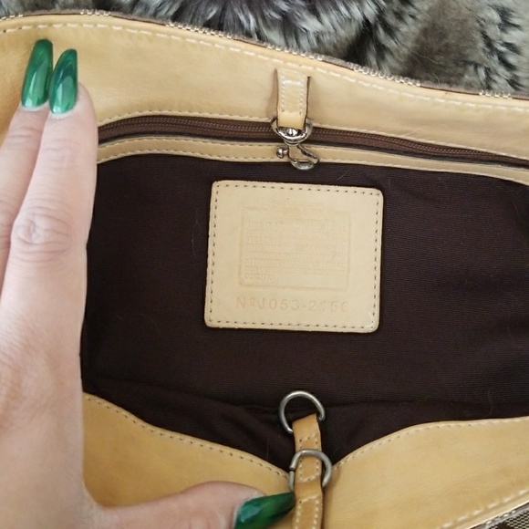 Coach Tan Brown Leather Monogram Tote Bag - Picture 3 of 8